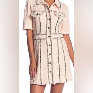 VERONICA BEARD Azra Tweed Boucle Button Down Mini Dress